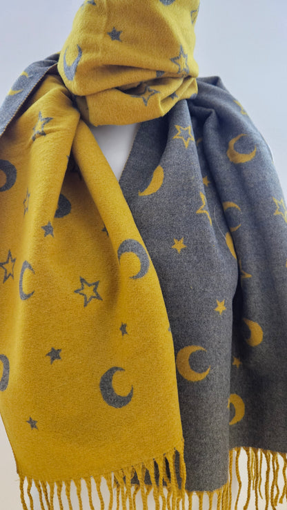 Star & Moon Cashmere Blend Scarf-Shimena