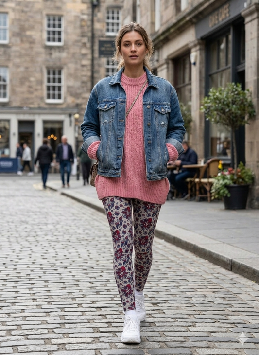 Grey Floral Buttery Soft High-Waisted Leggings