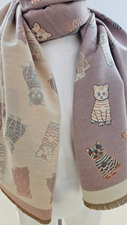 Tabby Cat Winter Wrap Scarf-Shimena