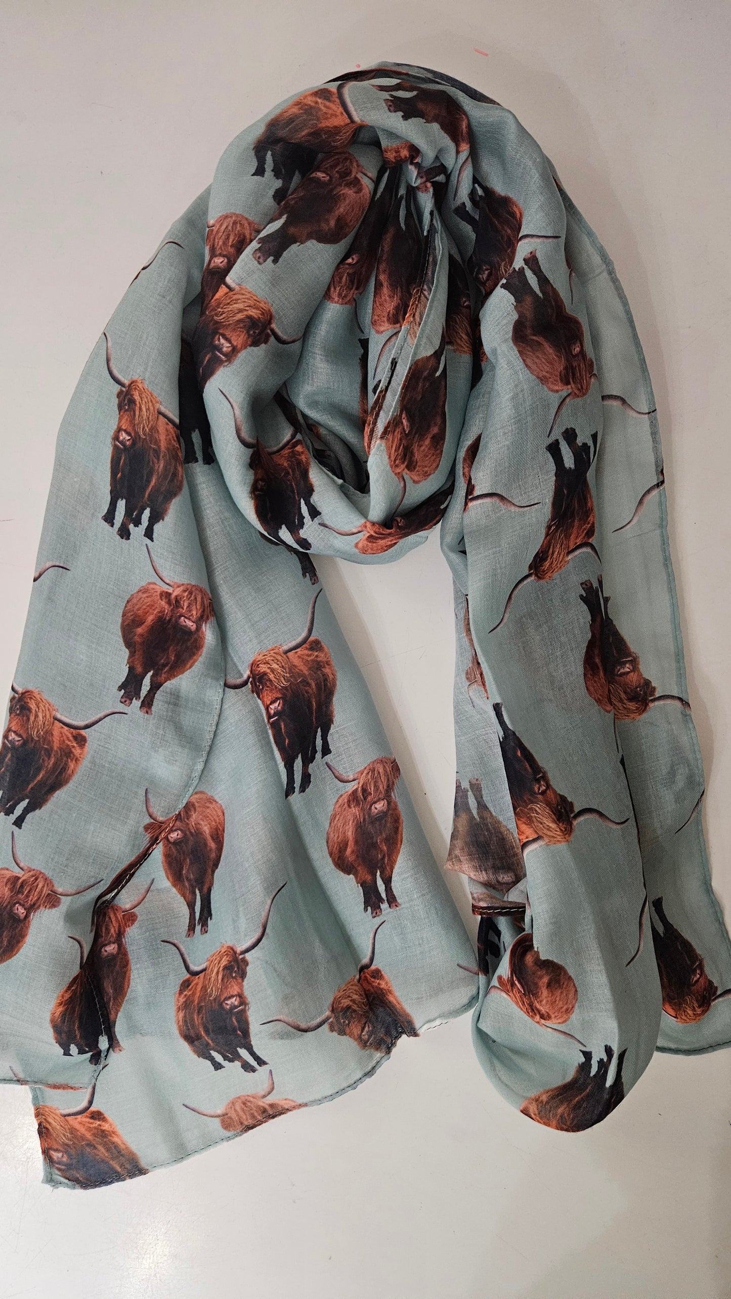 Highland Cow Print Scarf - Lightweight Scottish Cow Design | Shimena-Shimena