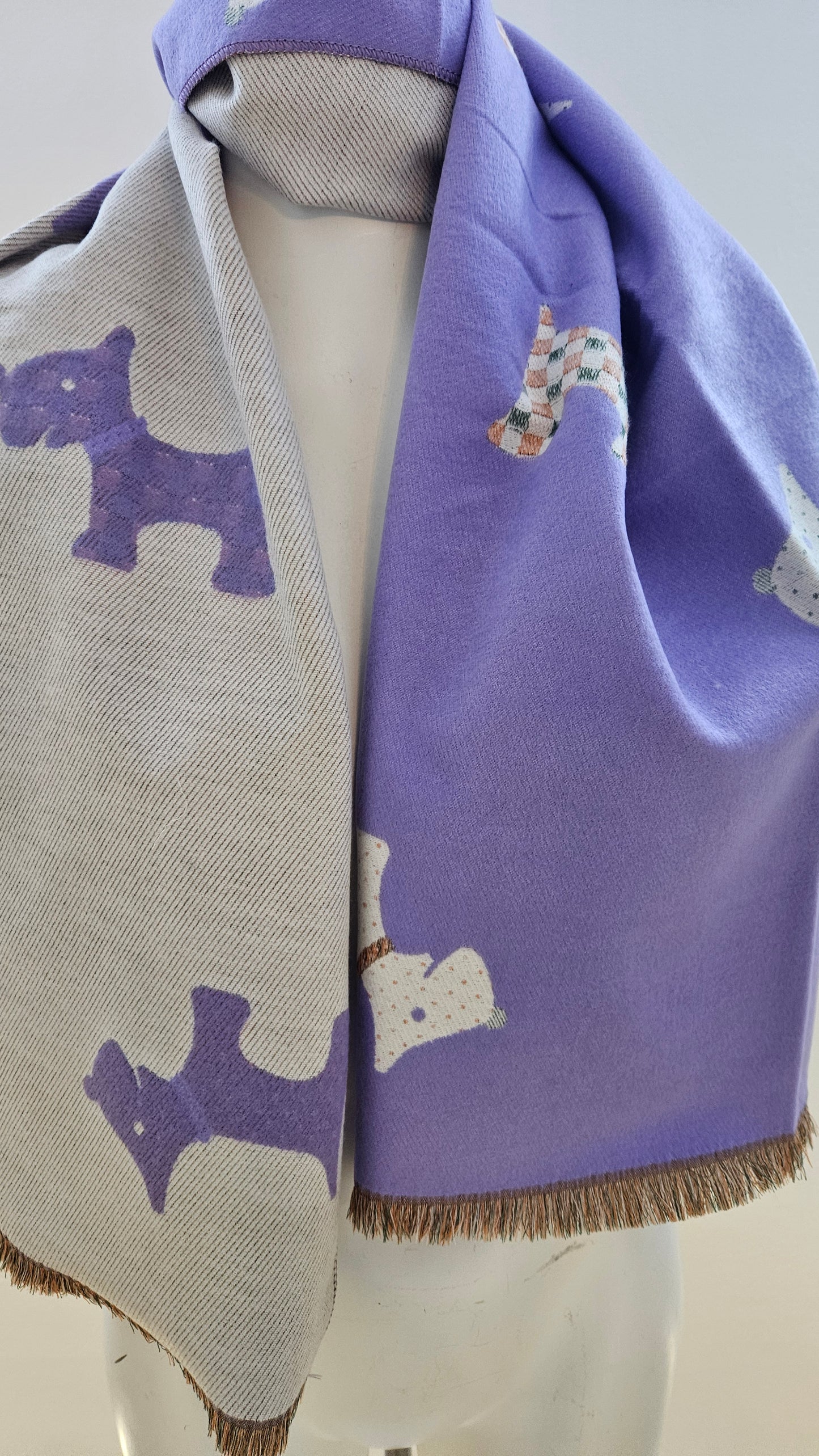 Scotty Dog pashmina scarf-Shimena