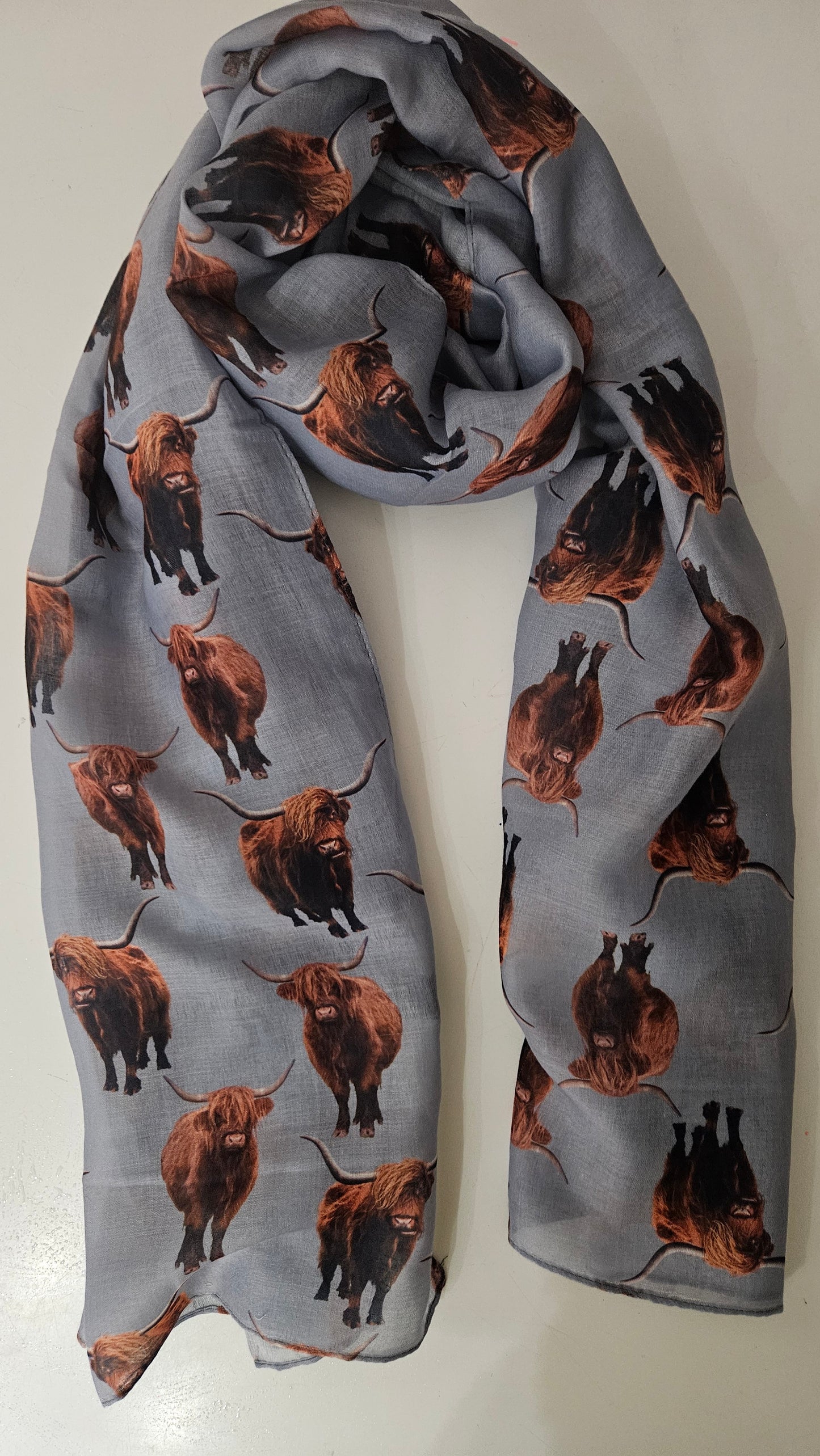 Highland Cow Print Scarf - Lightweight Scottish Cow Design | Shimena-Shimena