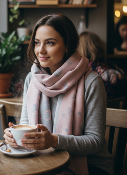 Star & Moon Cashmere Blend Scarf-Shimena