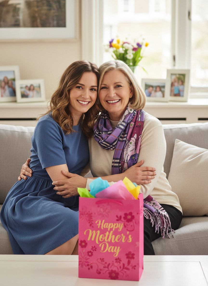 Reversible Cat & Tartan Cashmere-Feel Pashmina – Soft & Stylish Wrap-Shimena