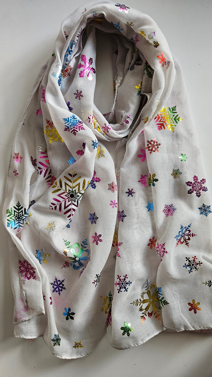 Rainbow Snowflake Scarf - Festive Winter Scarf-Shimena