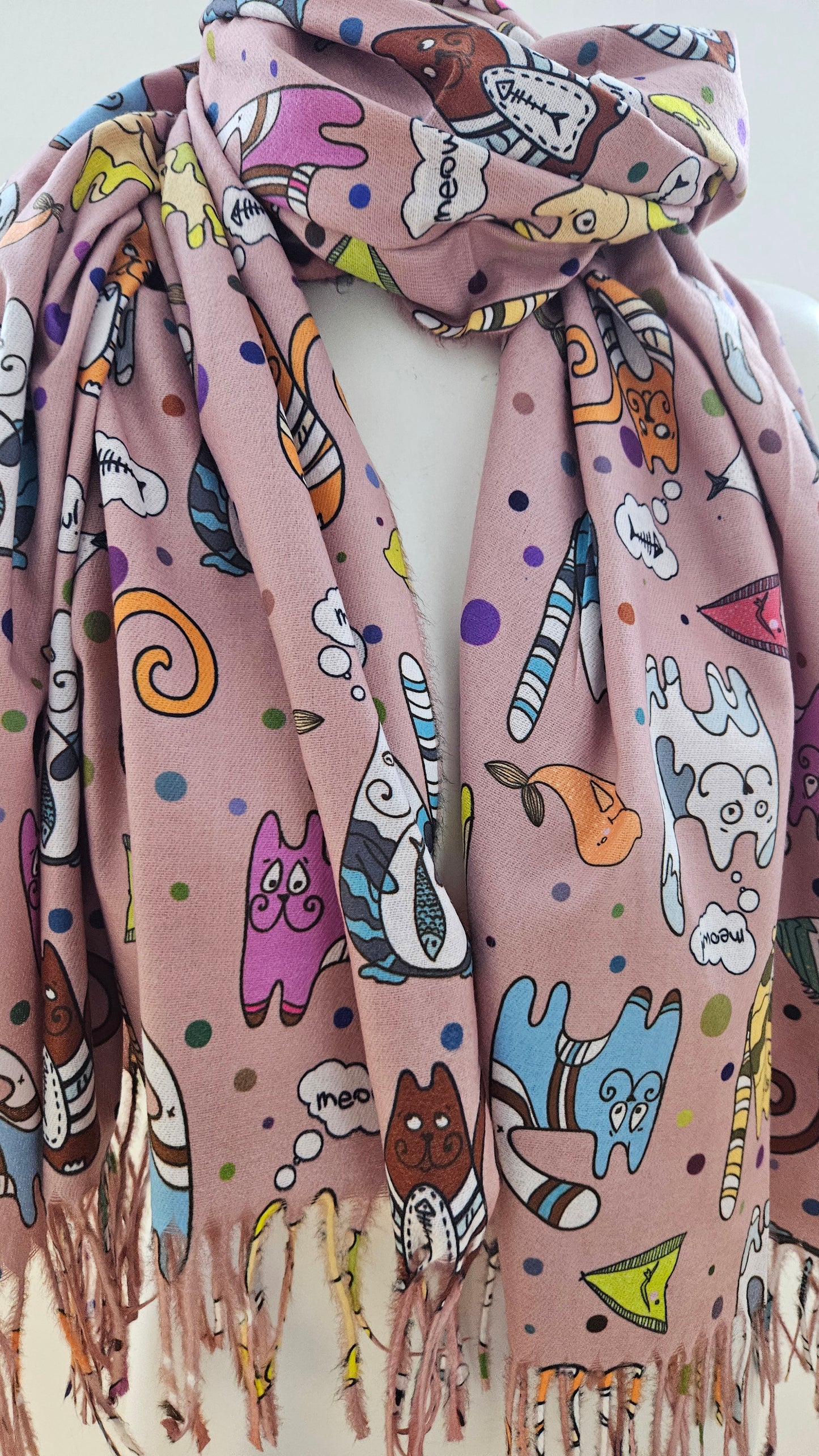 Quirky cat pashmina scarf-Shimena