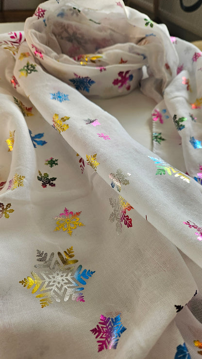 Rainbow Snowflake Scarf - Festive Winter Scarf-Shimena