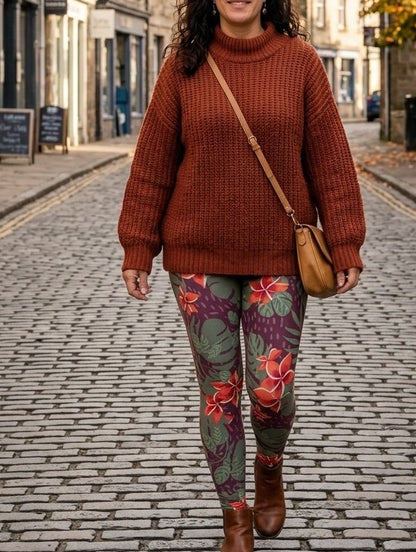Tropical Plumeria Buttery Soft High-Waisted Leggings