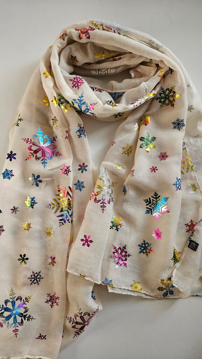 Rainbow Snowflake Scarf - Festive Winter Scarf-Shimena