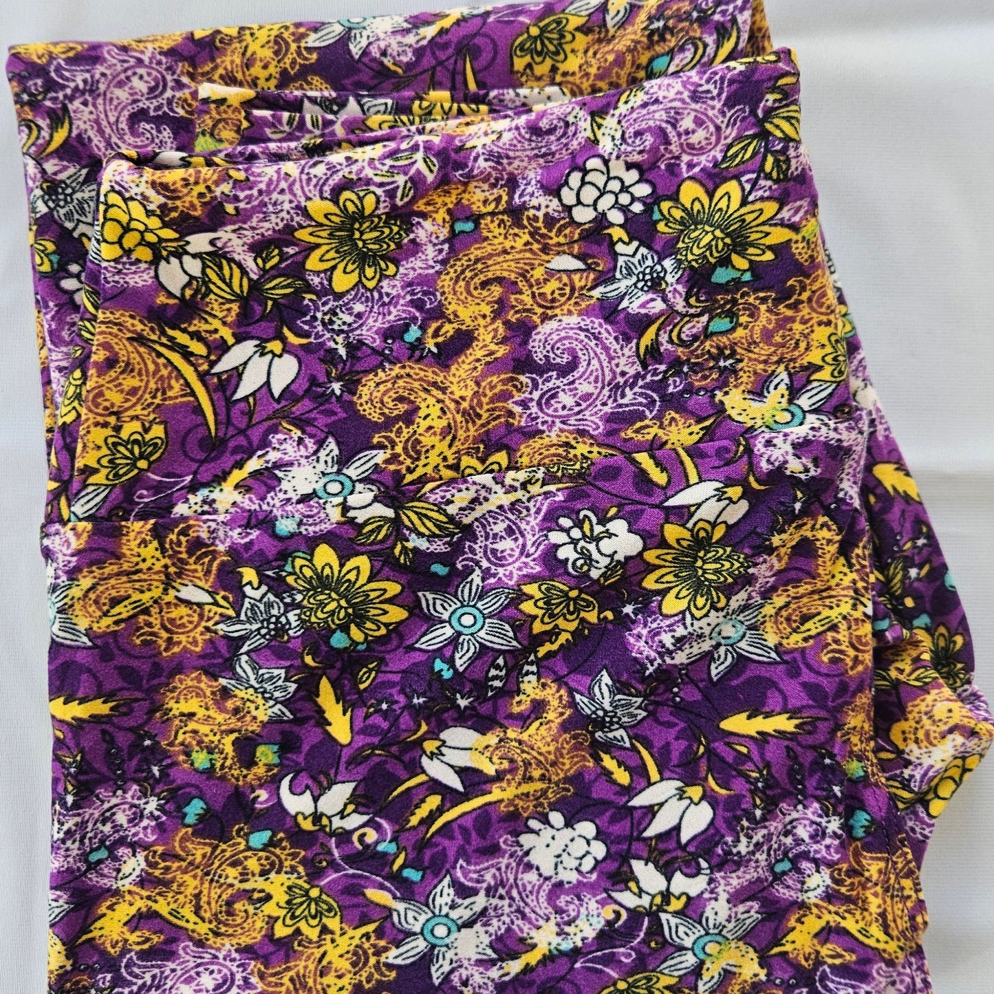 Purple Paisley and Floral Buttery Soft High-Waisted Leggings-Shimena