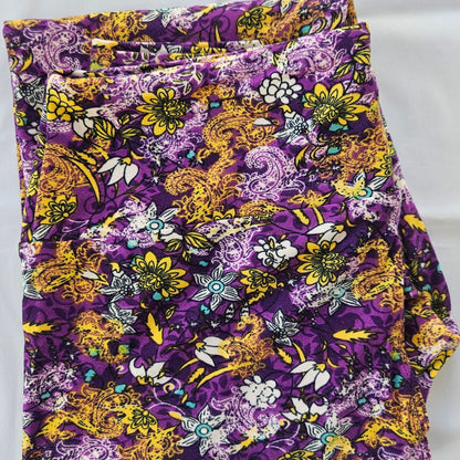 Purple Paisley and Floral Buttery Soft High-Waisted Leggings-Shimena