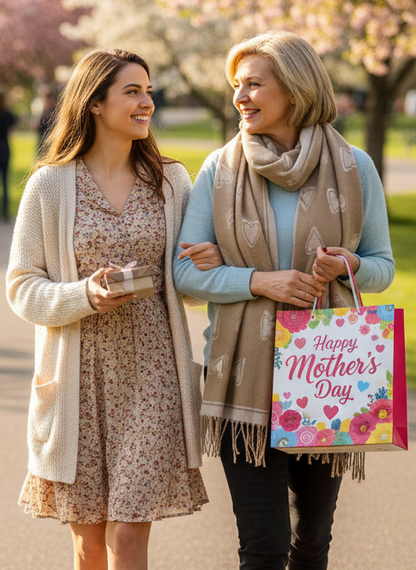 Heart Pattern Cashmere-Blend Scarf – Ultra Soft & Elegant-Shimena