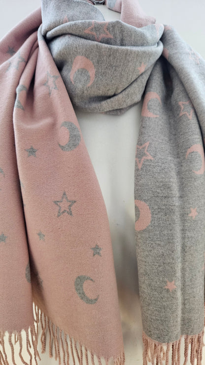 Star & Moon Cashmere Blend Scarf-Shimena