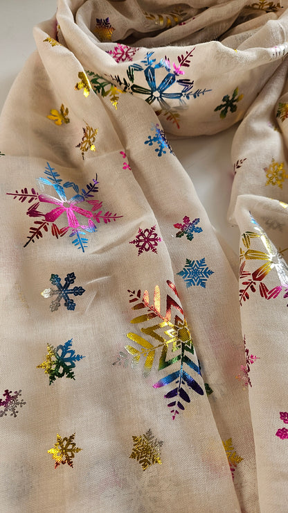 Rainbow Snowflake Scarf - Festive Winter Scarf-Shimena