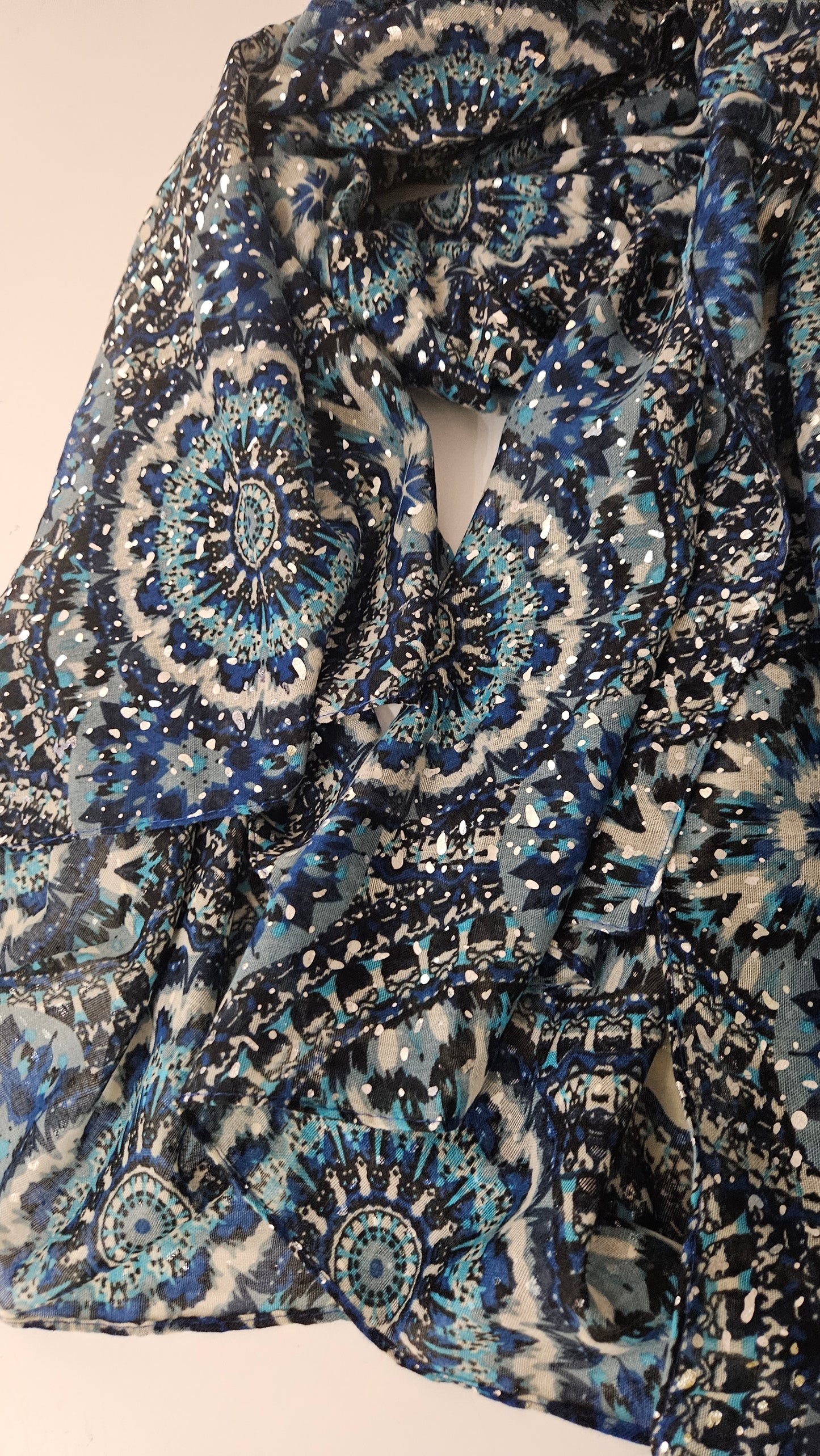 Mandala Lightweight Scarf with Silver Glitter-Shimena