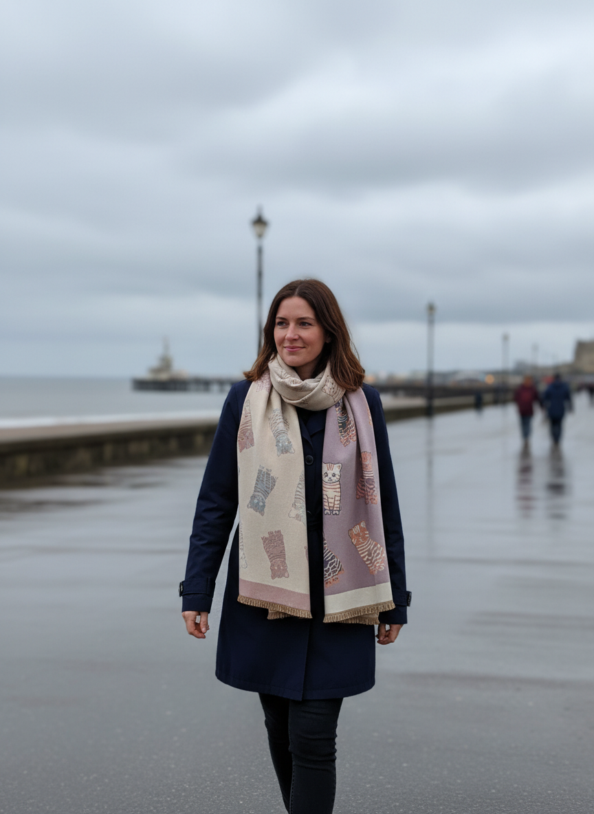 Tabby Cat Winter Wrap Scarf-Shimena