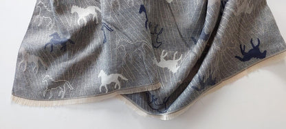 Horses pattern cashmere feel wrap-Shimena