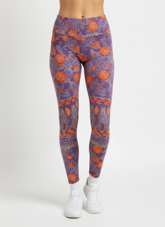 Lilac Floral Buttery Soft High-Waisted Leggings-Shimena