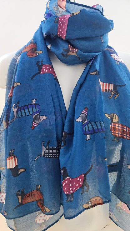 Lightweight 'Sausage Dogs in Jackets' Scarf-Shimena