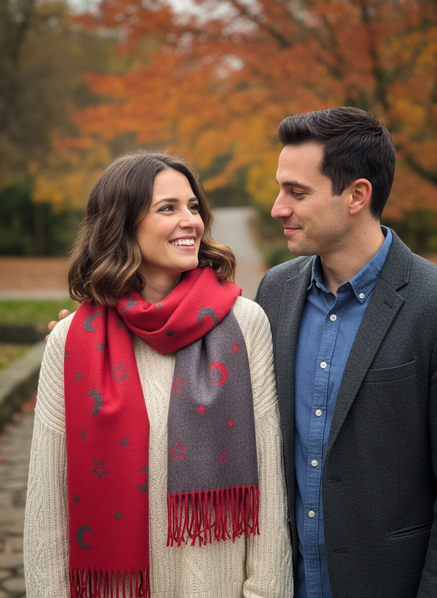 Star & Moon Cashmere Blend Scarf-Shimena