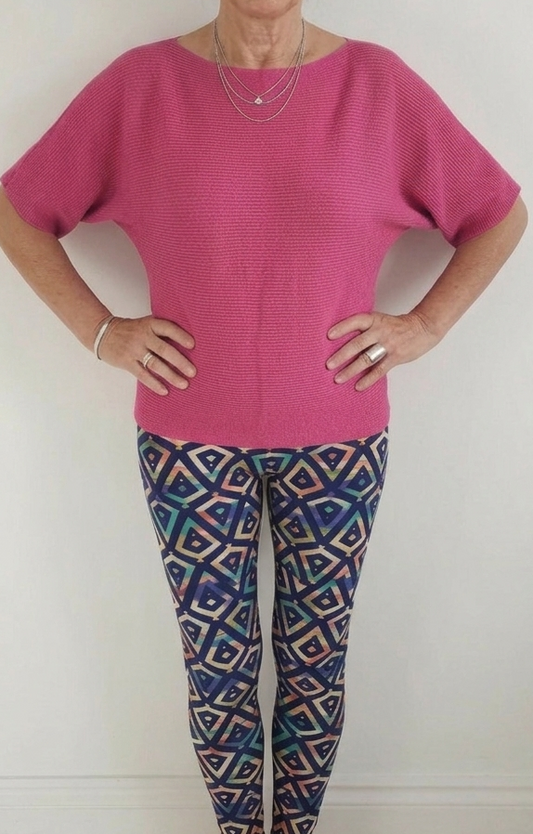 Navy Stained Glass Geo Buttery Soft High-Waisted Leggings-Shimena