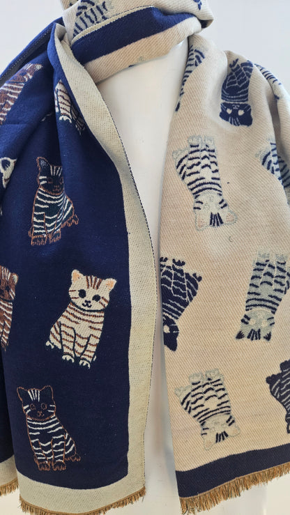 Tabby Cat Winter Wrap Scarf-Shimena