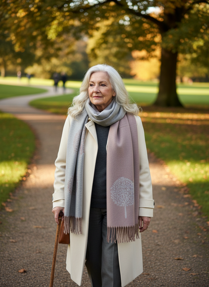 Tree Print Cashmere Blend Scarf-Shimena