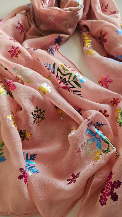 Rainbow Snowflake Scarf - Festive Winter Scarf-Shimena