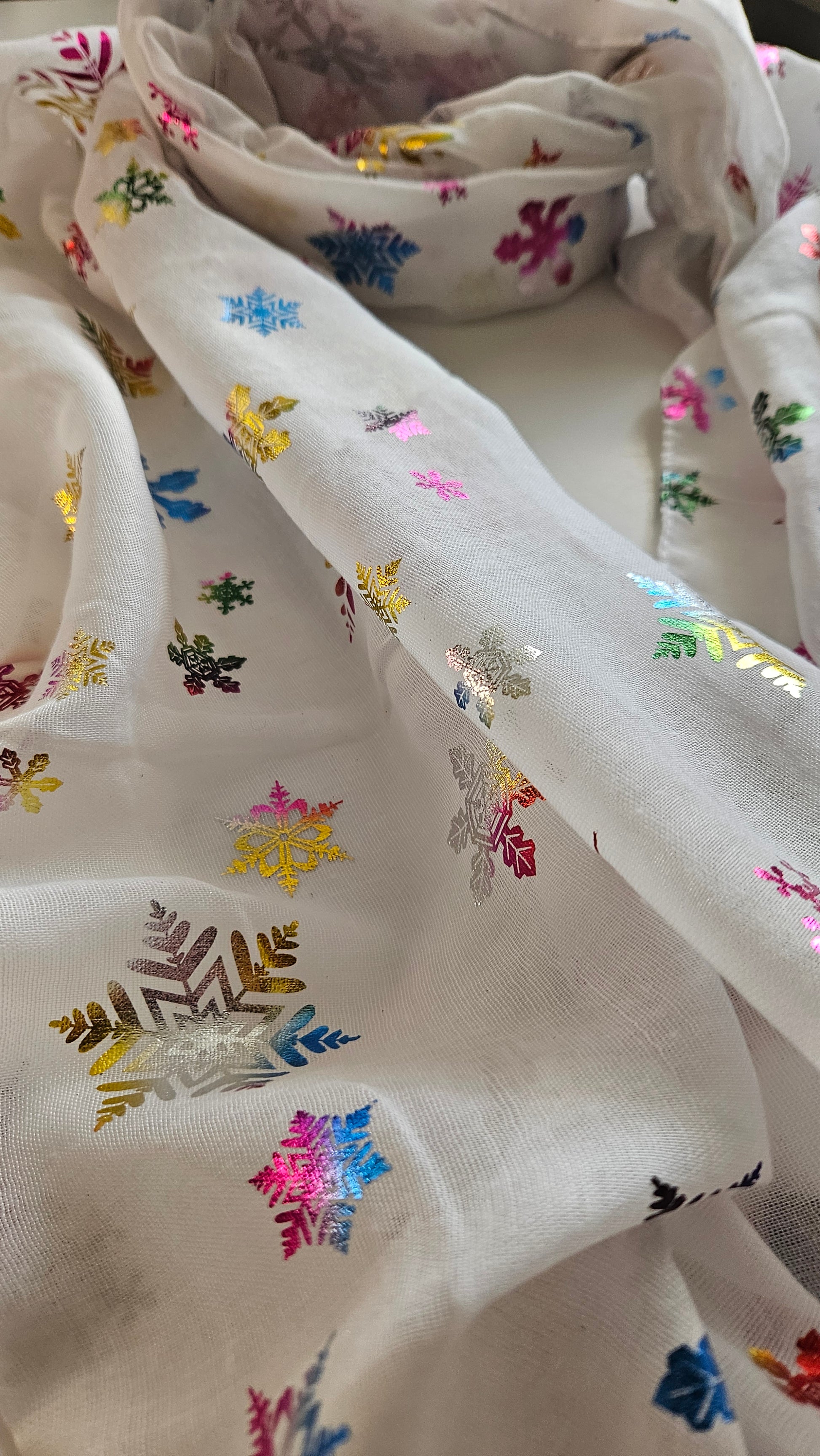 Rainbow Snowflake Scarf - Festive Winter Scarf-Shimena