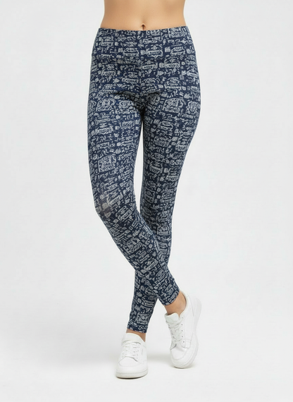 Blue Geometric Buttery Soft High-Waisted Leggings-Shimena