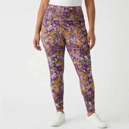 Purple Paisley and Floral Buttery Soft High-Waisted Leggings-Shimena