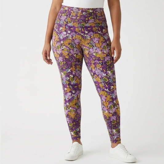 Purple Paisley and Floral Buttery Soft High-Waisted Leggings
