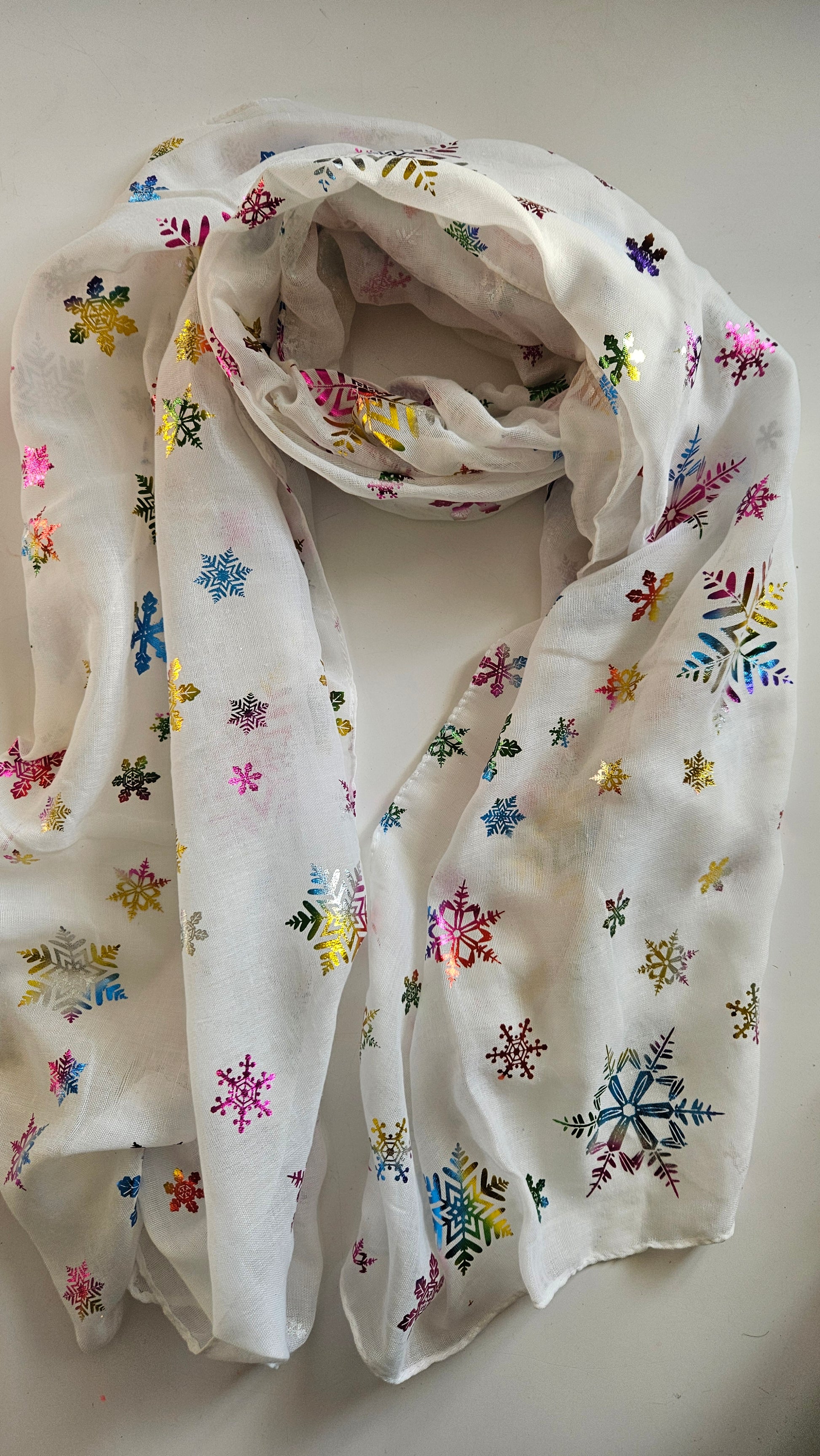 Rainbow Snowflake Scarf - Festive Winter Scarf-Shimena