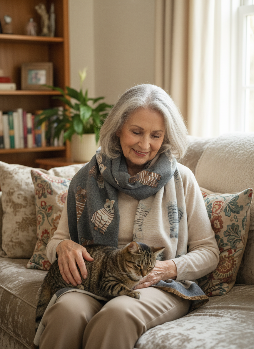 Tabby Cat Winter Wrap Scarf-Shimena