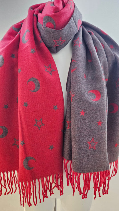 Star & Moon Cashmere Blend Scarf-Shimena