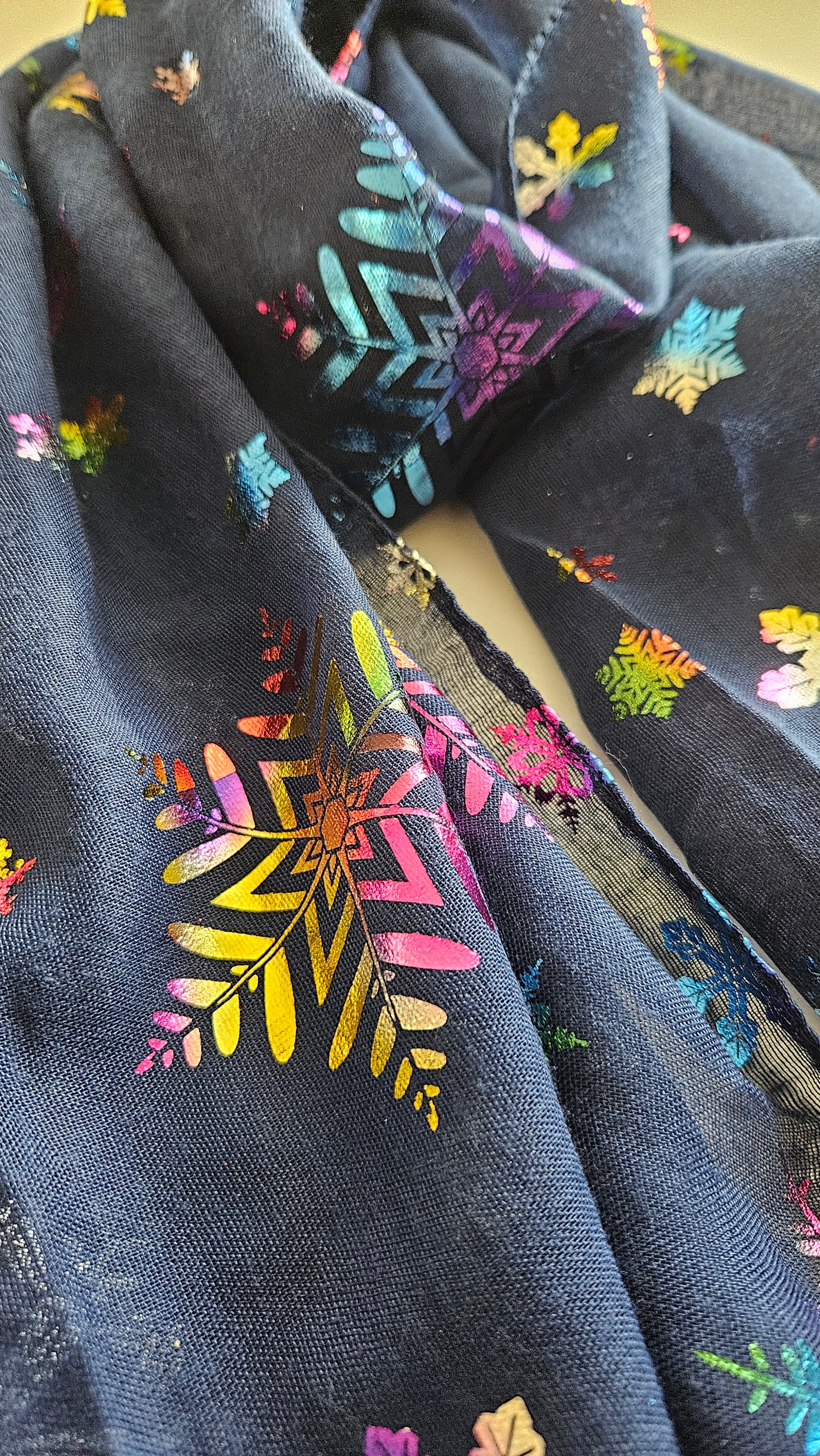 Rainbow Snowflake Scarf - Festive Winter Scarf-Shimena