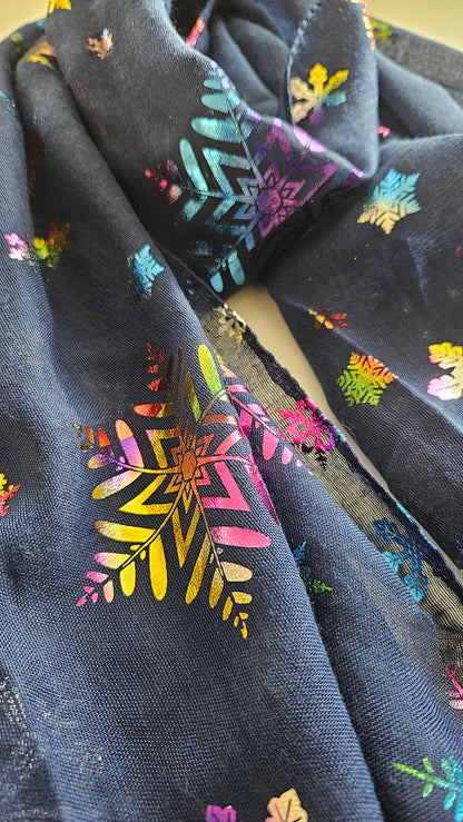 Rainbow Snowflake Scarf - Festive Winter Scarf-Shimena