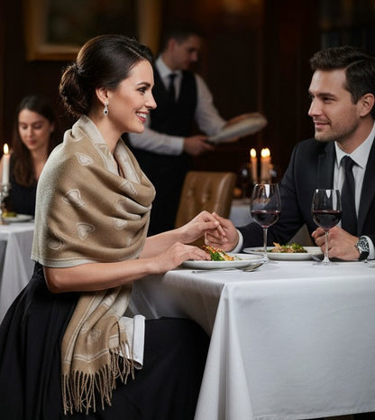 Heart Pattern Cashmere-Blend Scarf – Ultra Soft & Elegant-Shimena