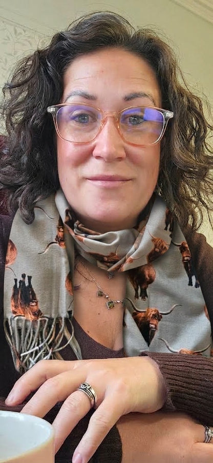Highland Cow Cashmere Feel Pashmina