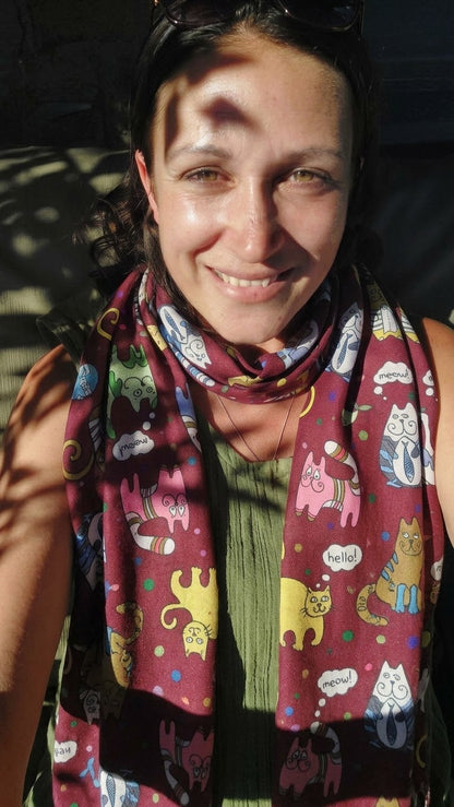 Quirky cat pashmina scarf