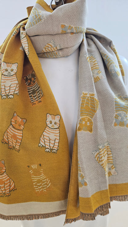 Tabby Cat Winter Wrap Scarf-Shimena