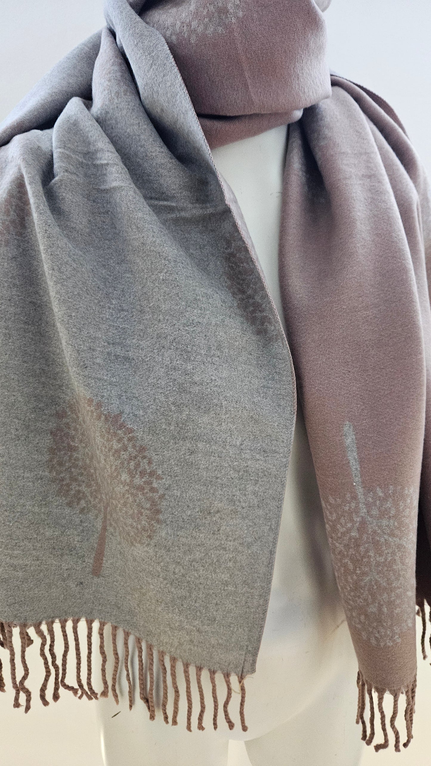 Tree Print Cashmere Blend Scarf-Shimena