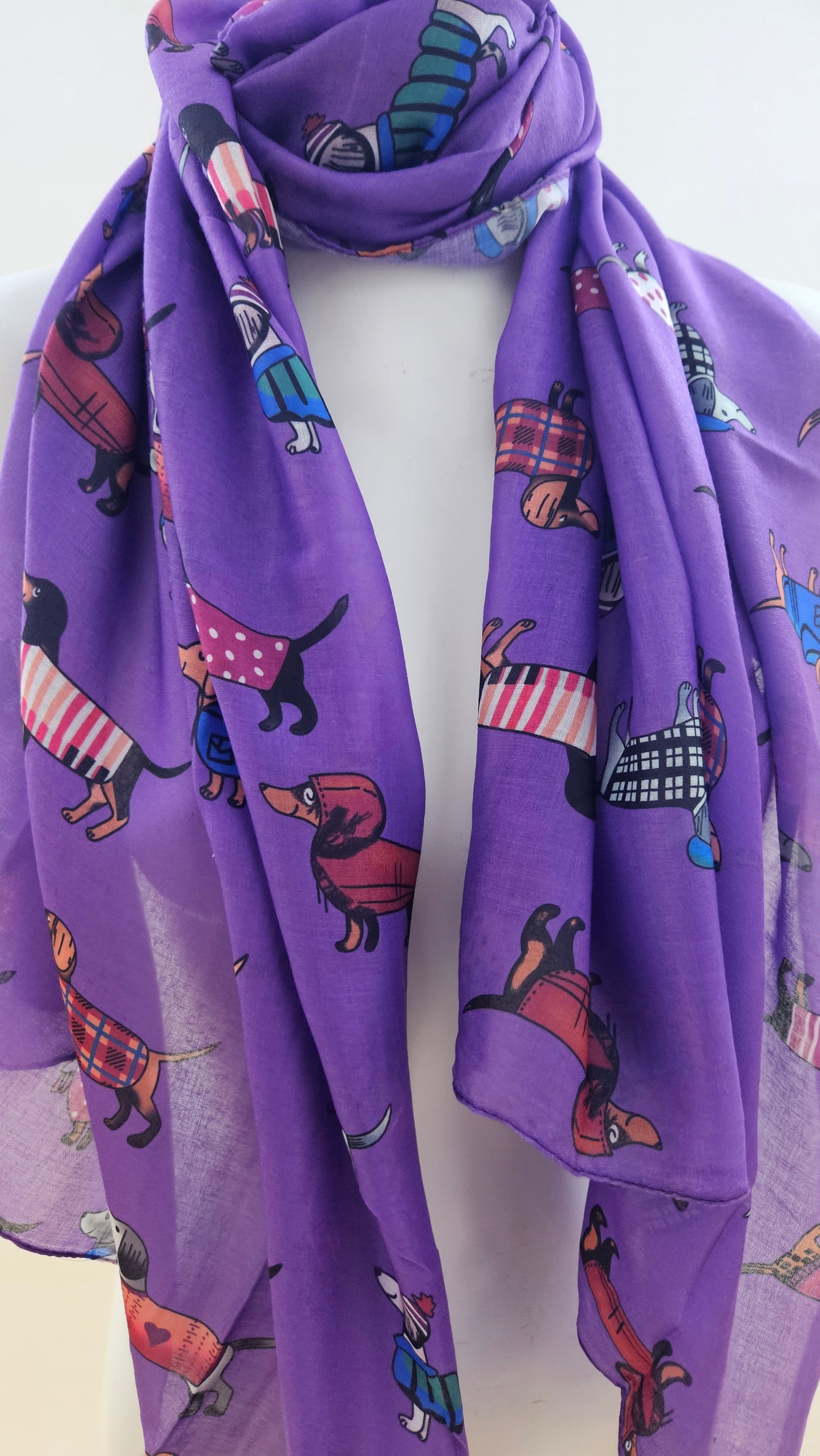 Lightweight 'Sausage Dogs in Jackets' Scarf-Shimena