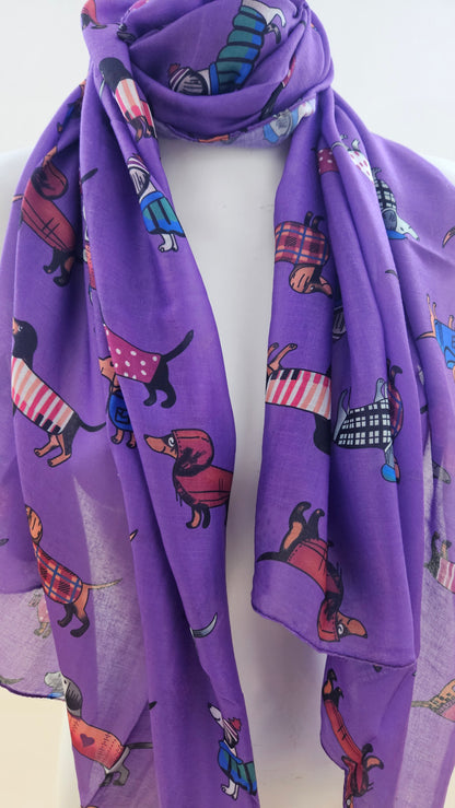 Lightweight 'Sausage Dogs in Jackets' Scarf-Shimena