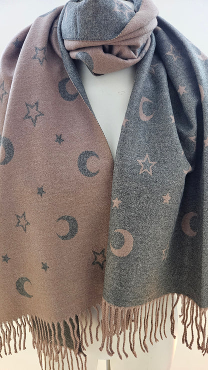 Star & Moon Cashmere Blend Scarf-Shimena