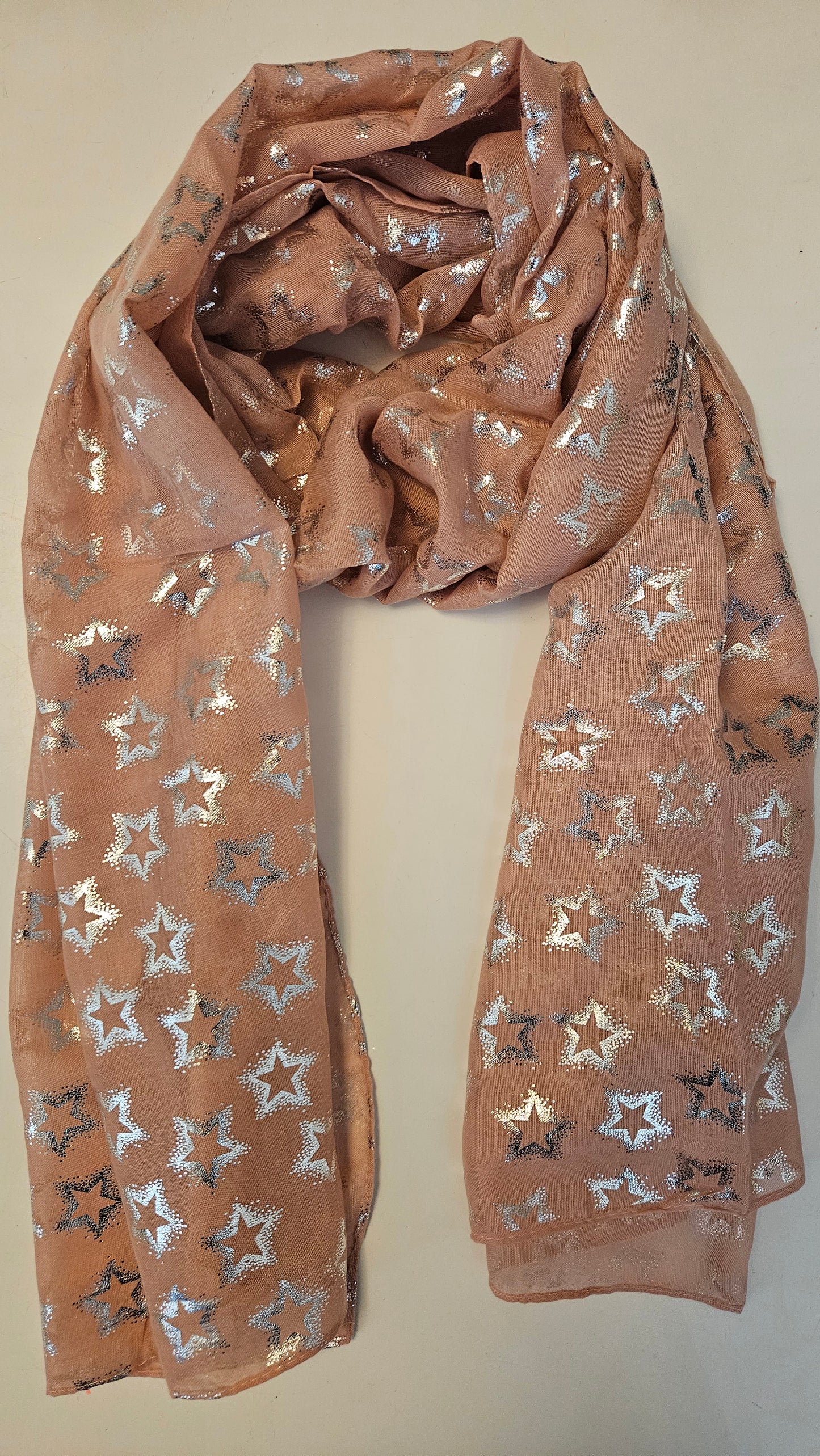 Lightweight Metallic Star Scarf - Silver Shimmer | Shimena-Shimena