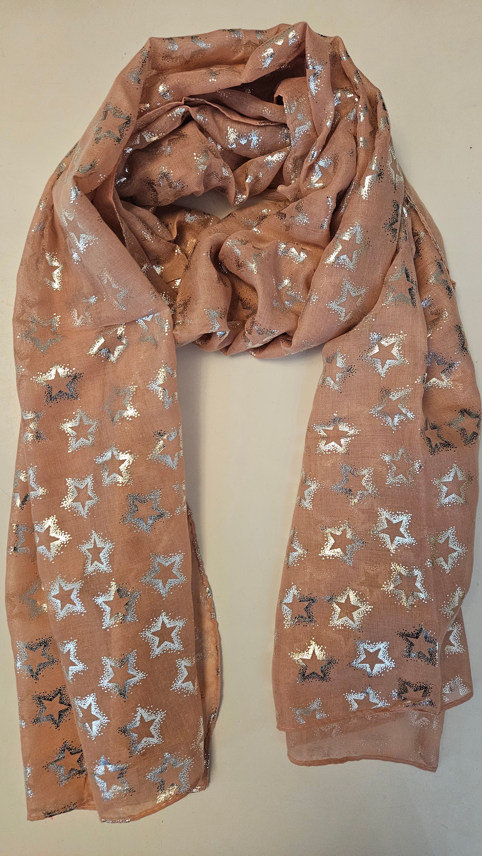 Lightweight Metallic Star Scarf - Silver Shimmer | Shimena-Shimena