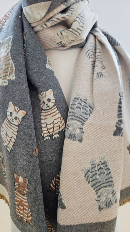 Tabby Cat Winter Wrap Scarf-Shimena