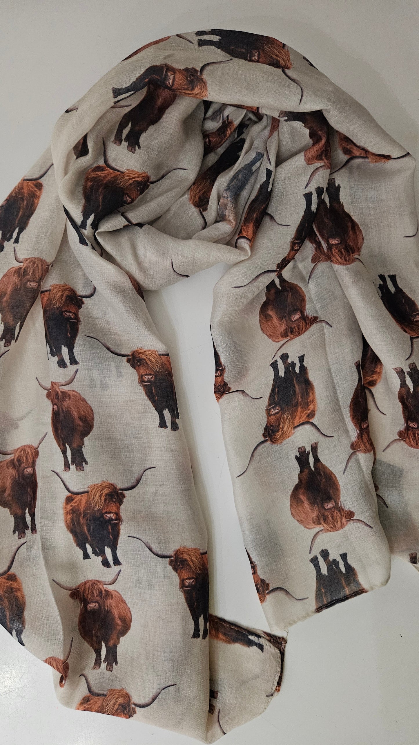 Highland Cow Print Scarf - Lightweight Scottish Cow Design | Shimena-Shimena